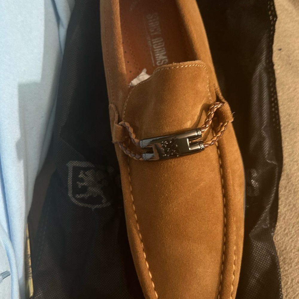Stacy Adams Brown Suede Loafers with Metal Detail